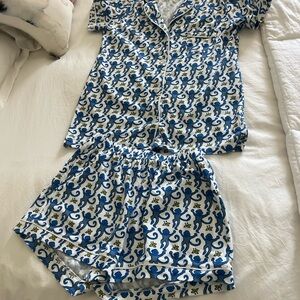 Roller Rabbit Blue and White Kids Pajama Set